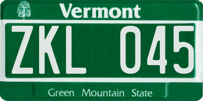 VT license plate ZKL045