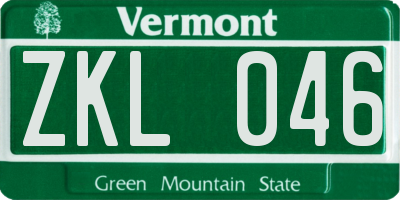 VT license plate ZKL046