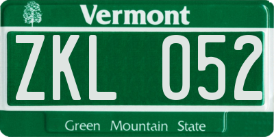 VT license plate ZKL052