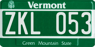VT license plate ZKL053