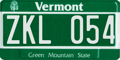 VT license plate ZKL054