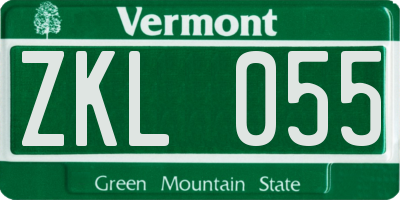 VT license plate ZKL055