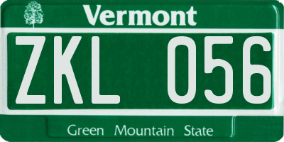 VT license plate ZKL056