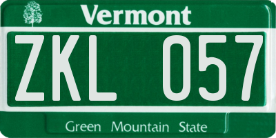 VT license plate ZKL057