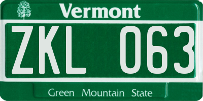VT license plate ZKL063