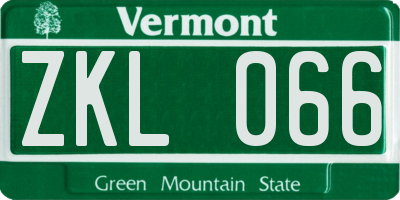 VT license plate ZKL066