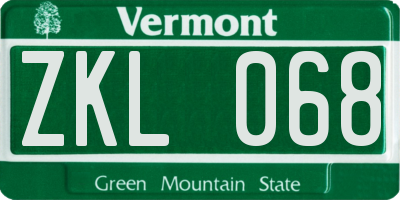 VT license plate ZKL068