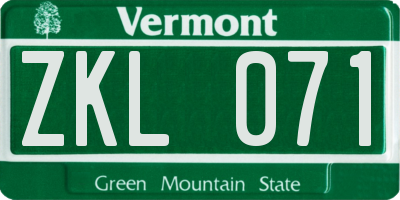 VT license plate ZKL071