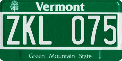 VT license plate ZKL075