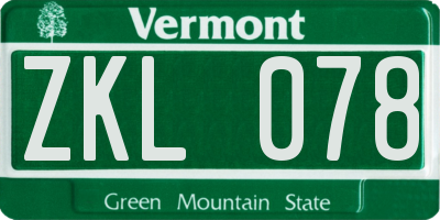 VT license plate ZKL078