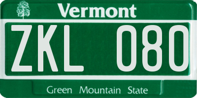 VT license plate ZKL080