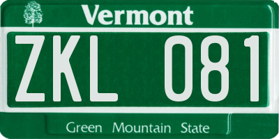 VT license plate ZKL081