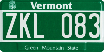 VT license plate ZKL083