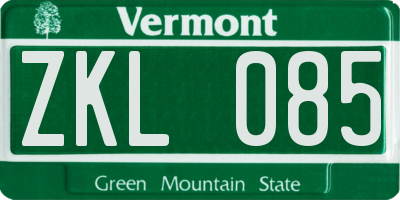 VT license plate ZKL085