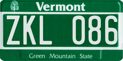 VT license plate ZKL086