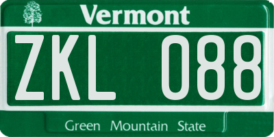 VT license plate ZKL088