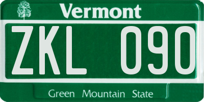 VT license plate ZKL090