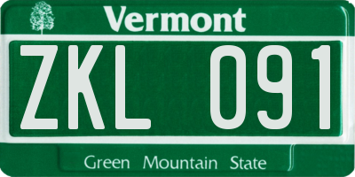 VT license plate ZKL091