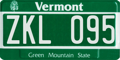 VT license plate ZKL095