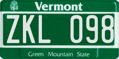 VT license plate ZKL098