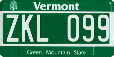 VT license plate ZKL099