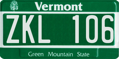 VT license plate ZKL106