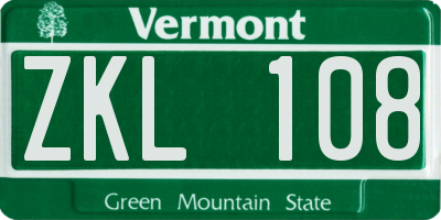 VT license plate ZKL108