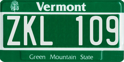 VT license plate ZKL109