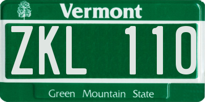 VT license plate ZKL110