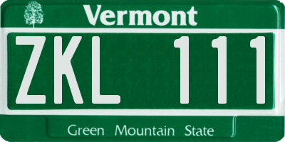 VT license plate ZKL111