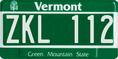 VT license plate ZKL112