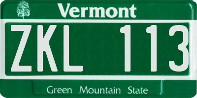 VT license plate ZKL113