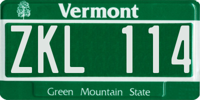 VT license plate ZKL114