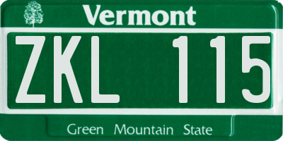 VT license plate ZKL115