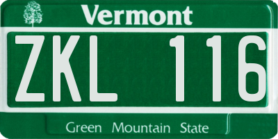 VT license plate ZKL116