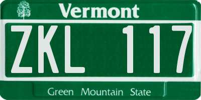 VT license plate ZKL117