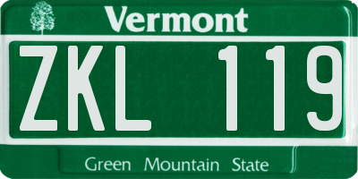 VT license plate ZKL119