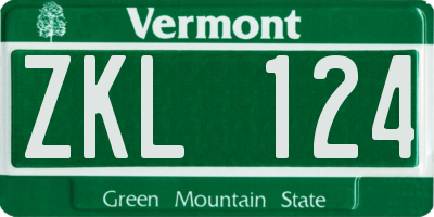 VT license plate ZKL124