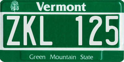 VT license plate ZKL125