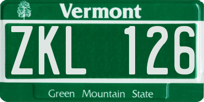 VT license plate ZKL126