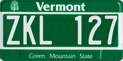 VT license plate ZKL127