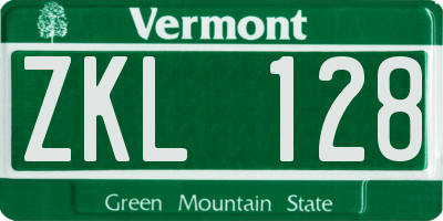 VT license plate ZKL128