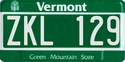 VT license plate ZKL129