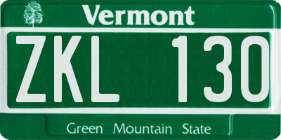 VT license plate ZKL130