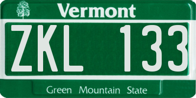 VT license plate ZKL133
