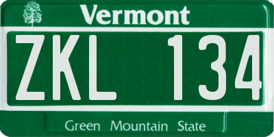 VT license plate ZKL134