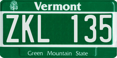 VT license plate ZKL135