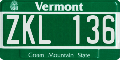 VT license plate ZKL136