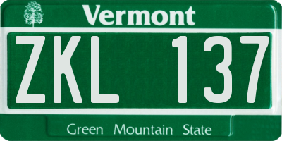 VT license plate ZKL137