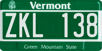 VT license plate ZKL138